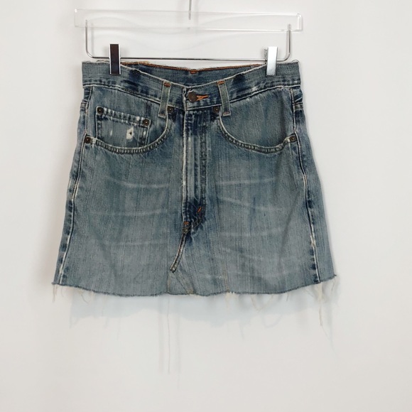 Levi’s Vintage Distressed cut off denim skirt 27 - Picture 1 of 4